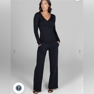 Kira grace wide leg pull on stretch black pants size XL tall USA